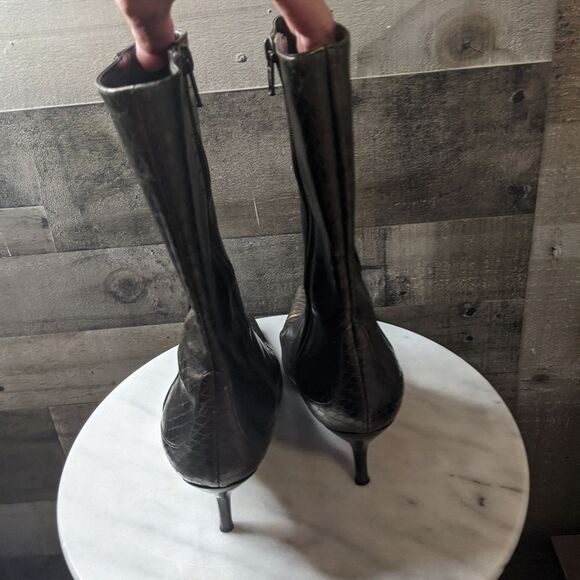 Cole Haan Metallic Snakeskin Boots 9B - Picture 2 of 11
